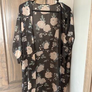 Maurices Black Floral Kimono